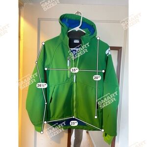 H&M Sport Boys Green Softshell Jacket Hooded Size 10-11Y Reflective Windbreaker